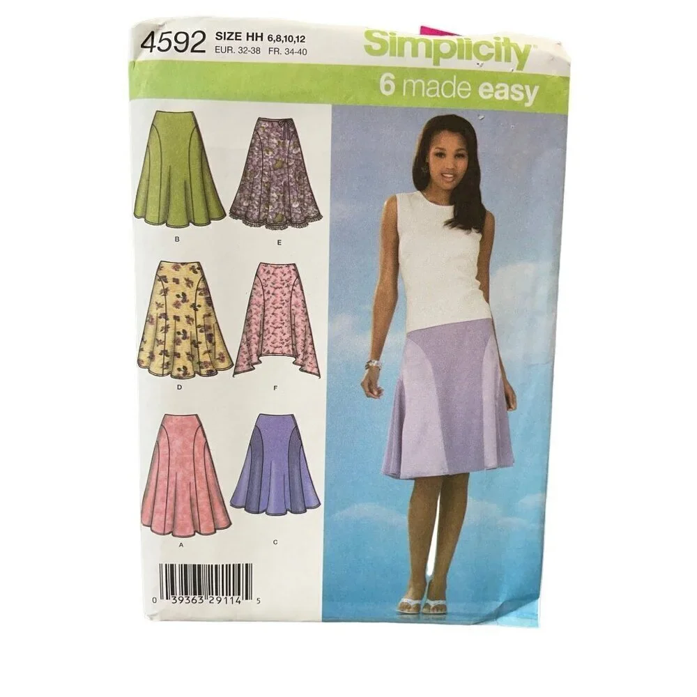 Simplicity Sewing Pattern 4592 Skirt Misses‎ Size 6-12